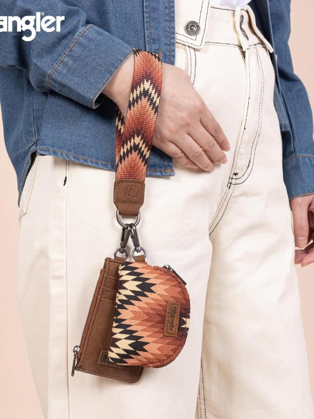 Wrangler Aztec Keychain Wristlet Wallets For Women Western Dual Pouch Wristlet C View 2